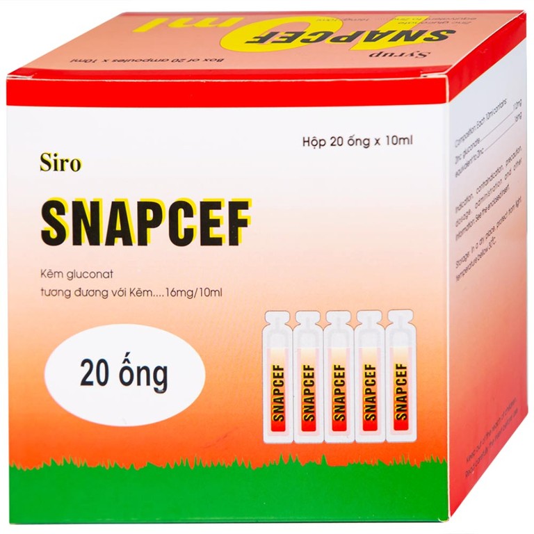 Siro Snapcef 16mg/10ml Hải Dương bổ sung kẽm, tăng cường sức đề kháng (20 ống x 10ml) 