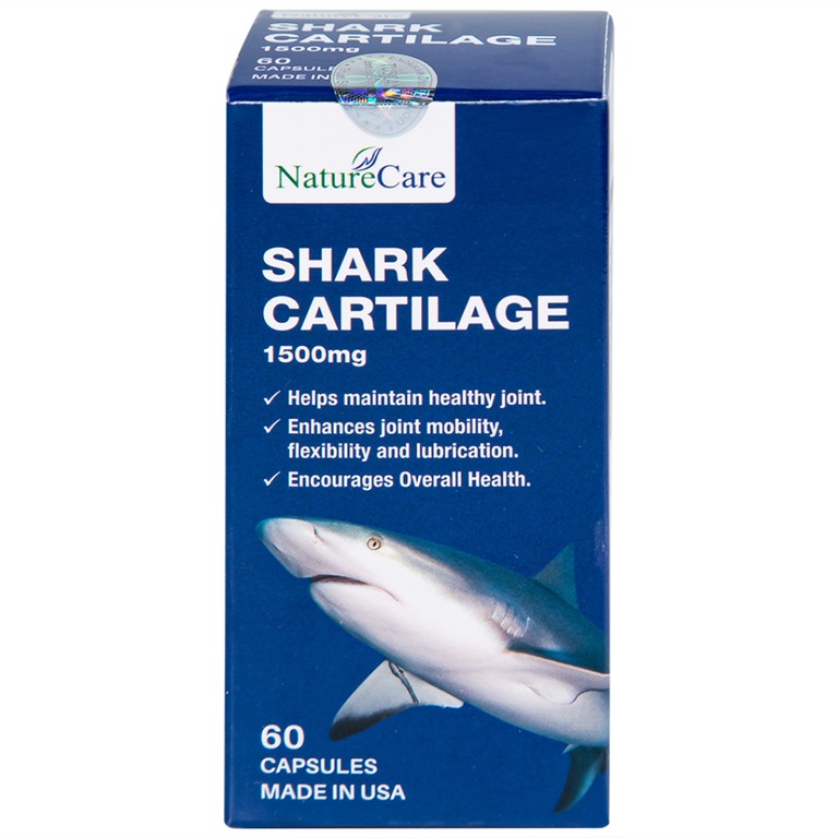 Viên uống Shark Cartilage NatureCare hỗ trợ tăng cường khả năng vận động linh hoạt và bôi trơn khớp (Hộp 60 viên)