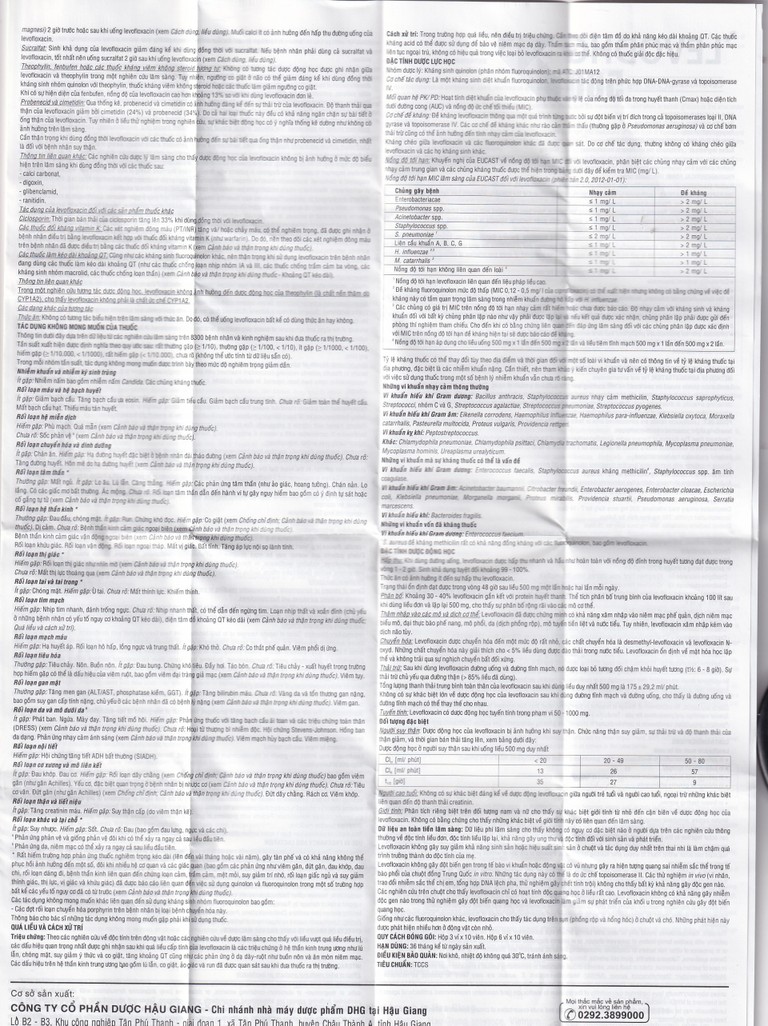 Thuốc LevoDHG 500 điều trị các chứng nhiễm khuẩn, viêm phổi, viêm tiền liệt tuyến (3 vỉ x 10 viên)