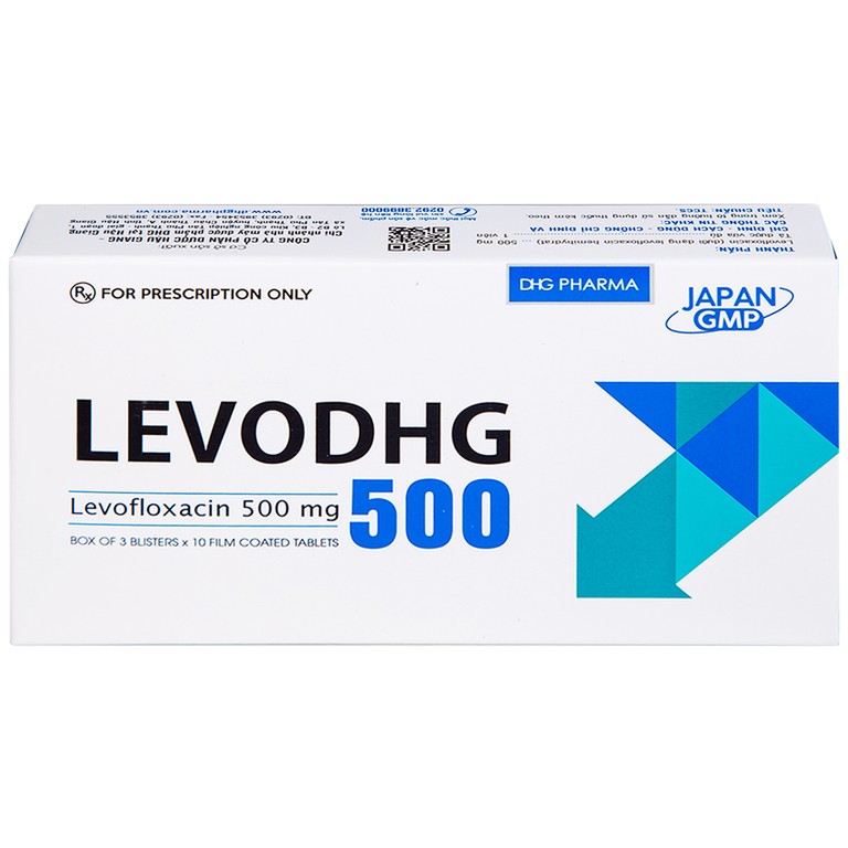 Thuốc LevoDHG 500 điều trị các chứng nhiễm khuẩn, viêm phổi, viêm tiền liệt tuyến (3 vỉ x 10 viên)