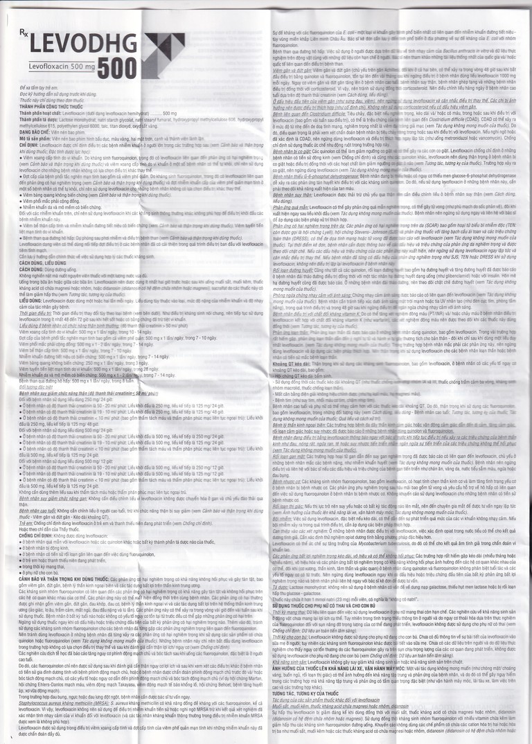 Thuốc LevoDHG 500 điều trị các chứng nhiễm khuẩn, viêm phổi, viêm tiền liệt tuyến (3 vỉ x 10 viên)