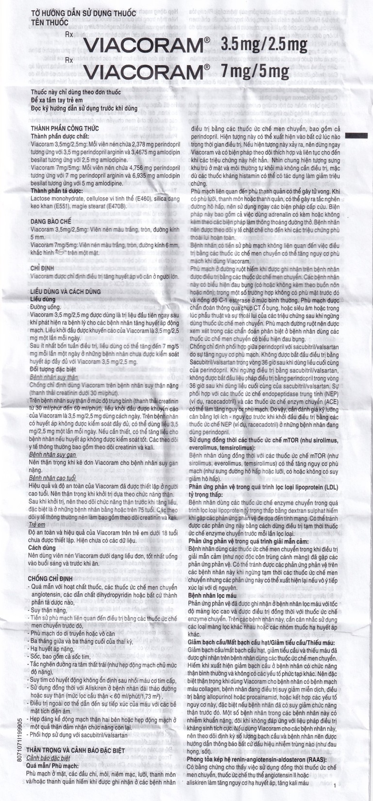 Thuốc Viacoram 3.5mg/2.5mg Servier điều trị tăng huyết áp vô căn (30 viên)