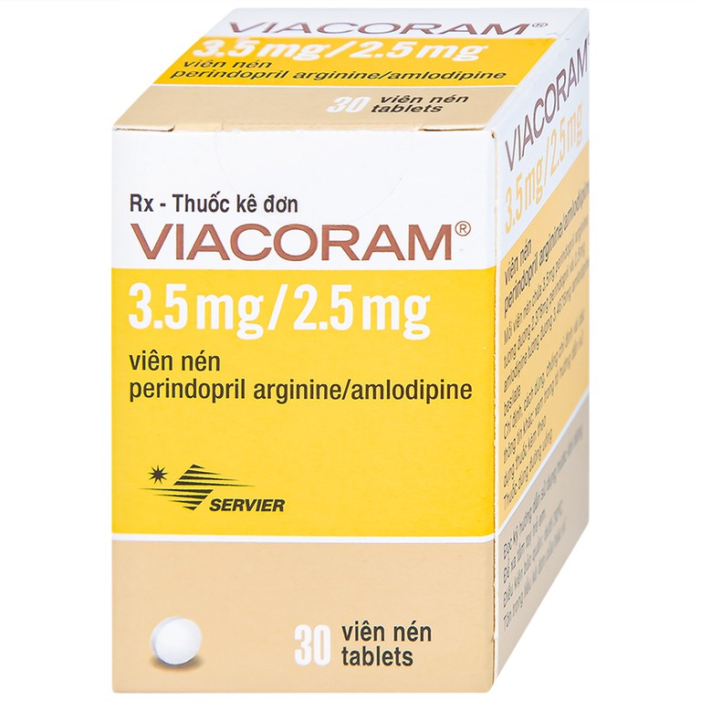 Thuốc Viacoram 3.5mg/2.5mg Servier điều trị tăng huyết áp vô căn (30 viên)