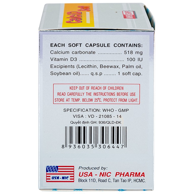 Thuốc Calcid Soft cung cấp Calci và Vitamin D, giúp xương chắc khỏe (10 vỉ x 10 viên)