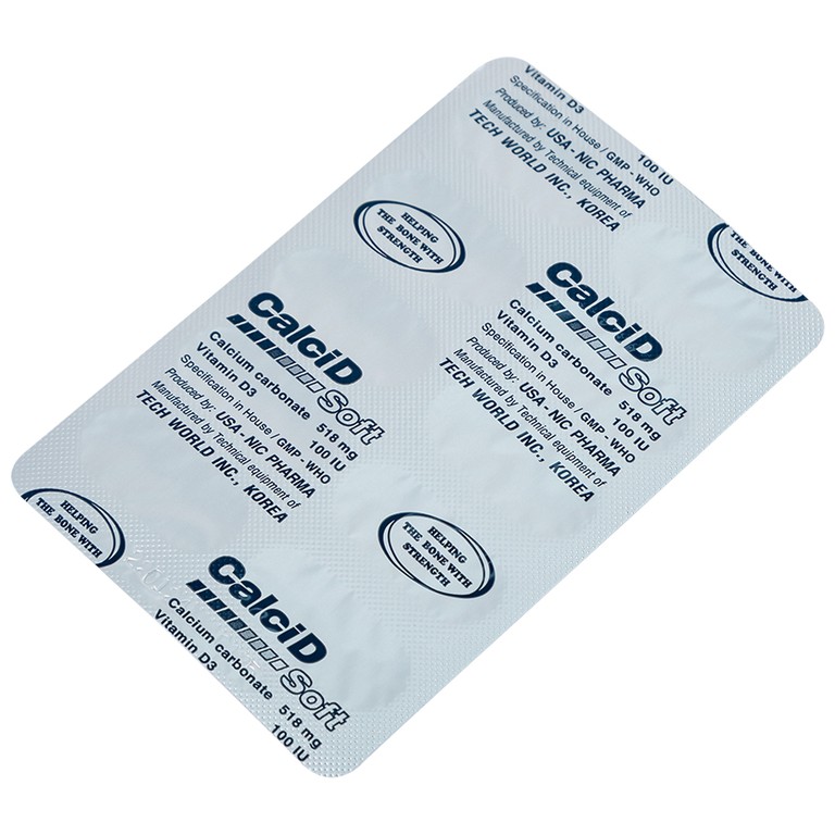 Thuốc Calcid Soft cung cấp Calci và Vitamin D, giúp xương chắc khỏe (10 vỉ x 10 viên)