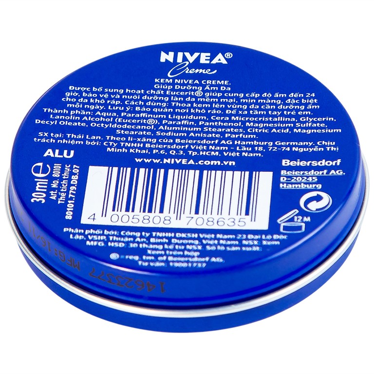 Kem dưỡng ẩm da Nivea Creme dưỡng ẩm sâu, giữ da mềm mịn (30ml)