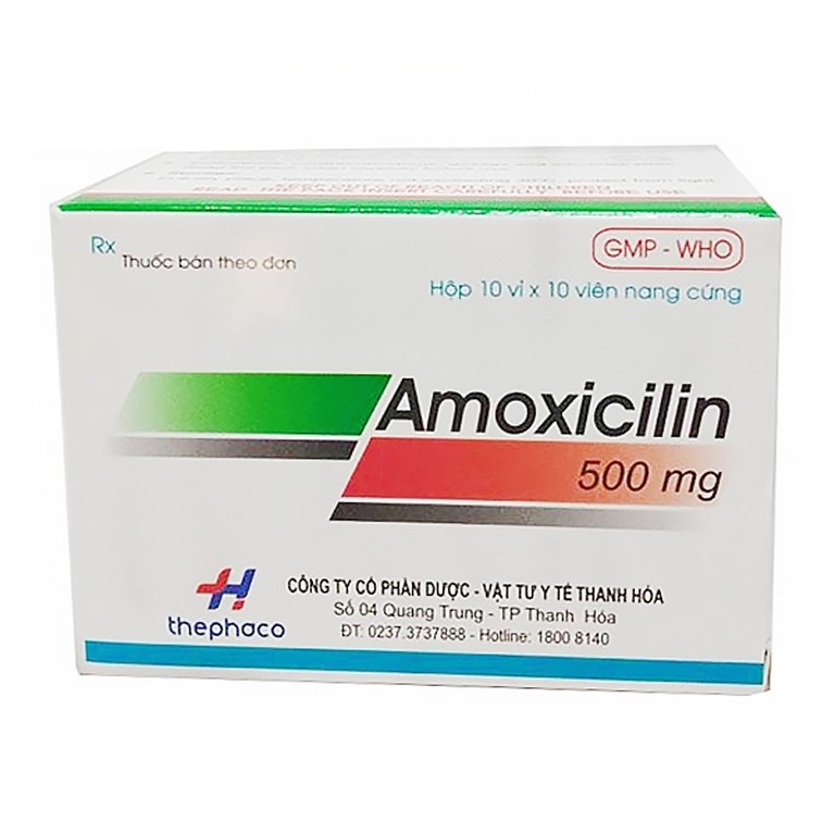 Thuốc Amoxicilin 500mg Thephaco điều trị nhiễm khuẩn (10 vỉ x 10 viên)
