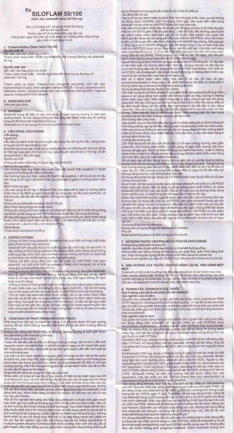 Thuốc Siloflam 100 Flamingo điều trị rối loạn cương dương (1 vỉ x 4 viên)