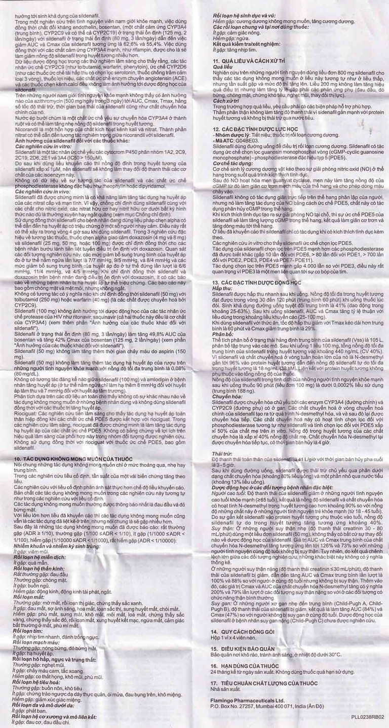 Thuốc Siloflam 100 Flamingo điều trị rối loạn cương dương (1 vỉ x 4 viên)