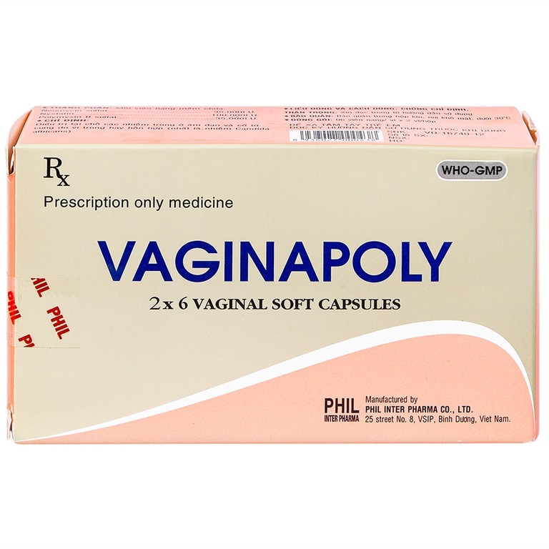 Viên đặt phụ khoa Vaginapoly Phil Inter điều trị nhiễm trùng ở âm đạo (2 vỉ x 6 viên)