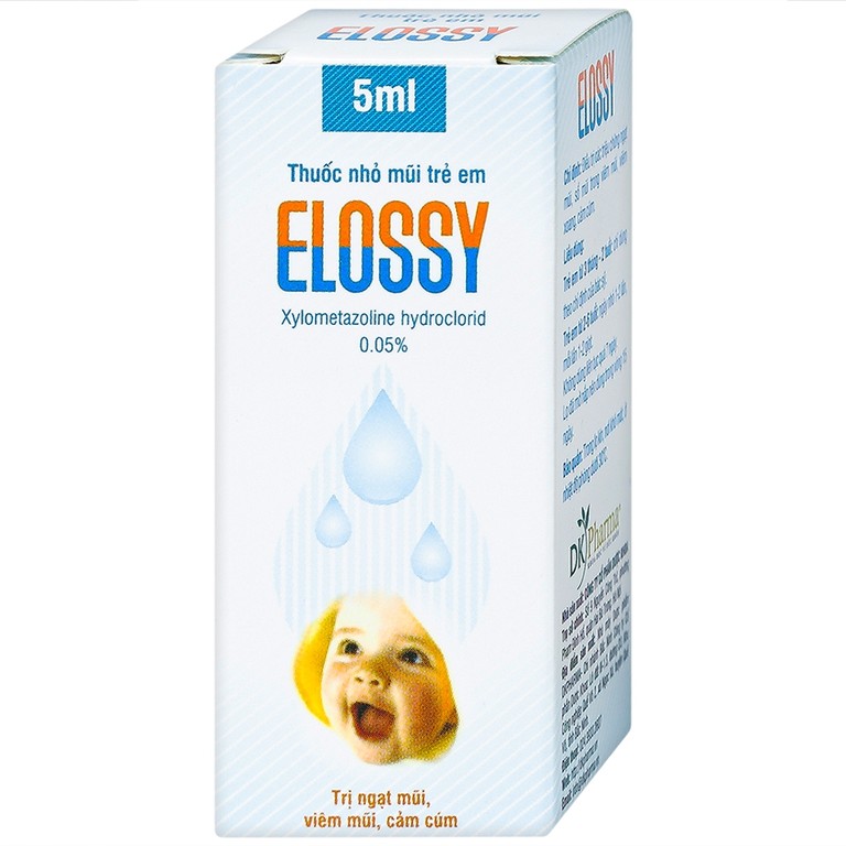 Thuốc nhỏ mũi trẻ em Elossy 0.05% điều trị ngạt mũi, viêm mũi, viêm xoang (5ml)