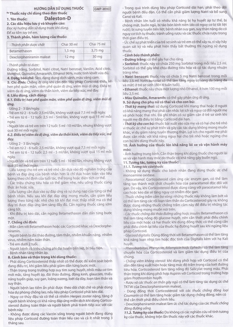 Siro Daleston-D TW3 chống dị ứng, chống viêm (75ml)