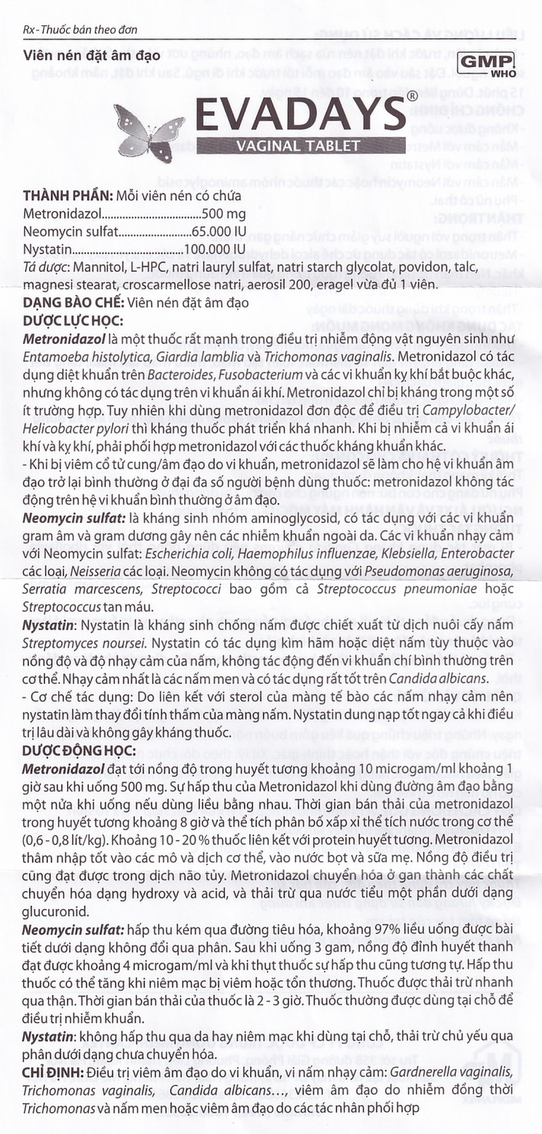 Thuốc Evadays Vaginal 500mg Mediplantex điều trị viêm âm đạo (1 vỉ x 10 viên)