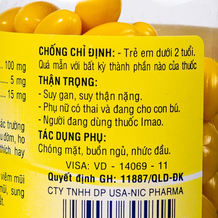 Thuốc Coldnic USA-NIC Pharma điều trị viêm mũi, dị ứng, cắt đứt cơn ho (100 viên)