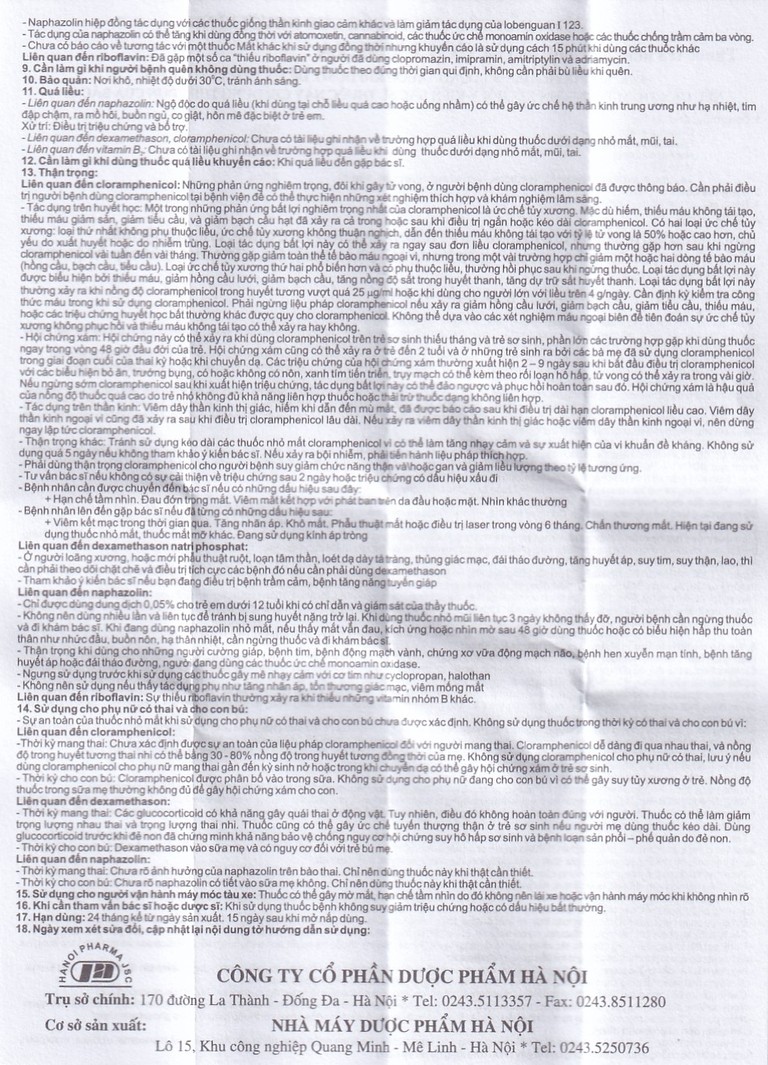 Thuốc Collydexa Hà Nội Pharma điều trị đau mắt, viêm tai giữa, viêm mũi cấp hoặc mãn tính (5ml)