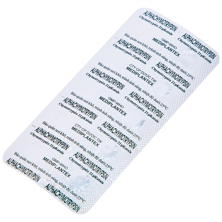 Thuốc Alphachymotrypsin Mediplantex điều trị phù nề, sưng do chấn thương, phẫu thuật (50 vỉ x 10 viên)