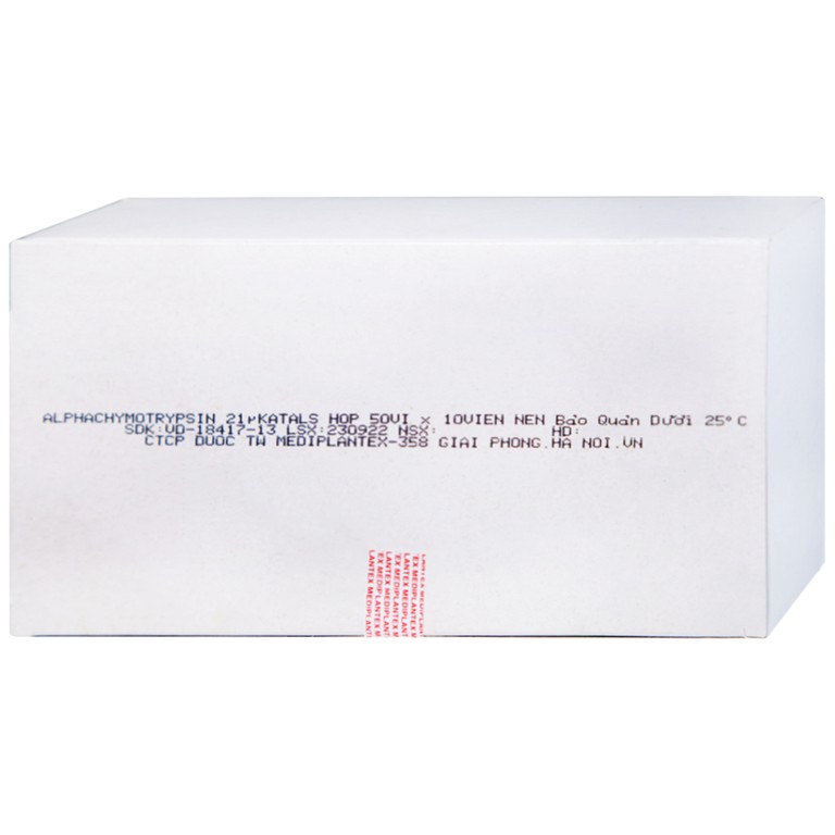 Thuốc Alphachymotrypsin Mediplantex điều trị phù nề, sưng do chấn thương, phẫu thuật (50 vỉ x 10 viên)