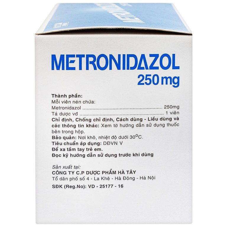Viên nén Metronidazol 250mg Hataphar điều trị các chứng nhiễm khuẩn, viêm lợi (50 vỉ x 10 viên)