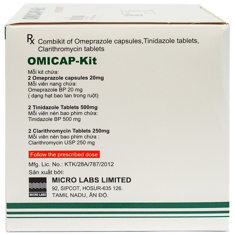 Thuốc Omicap-Kit Micro điều trị viêm dạ dày mãn tính, loét dạ dày - tá tràng (7 kít) 
