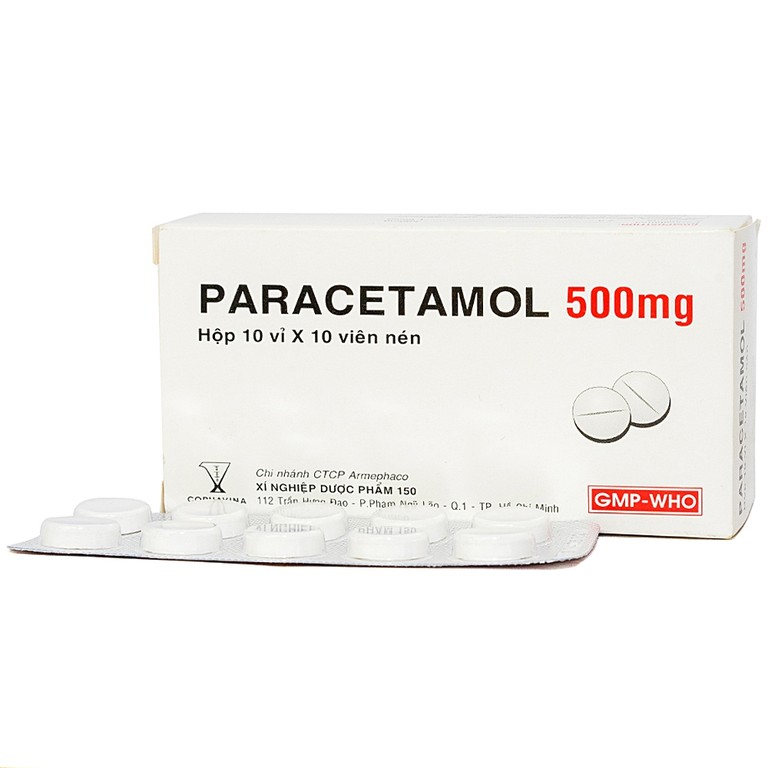 Viên nén Paracetamol 500mg Armepharco điều trị các chứng đau và sốt (10 vỉ x 10 viên) 