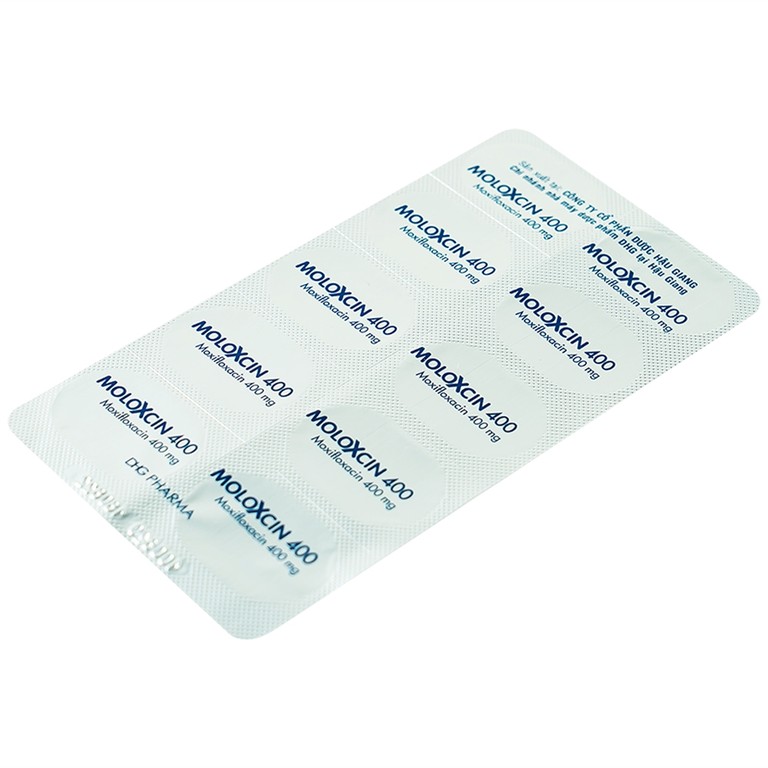 Thuốc Moloxcin 400 DHG điều trị các chứng nhiễm khuẩn, viêm phổi (1 vỉ x 10 viên)