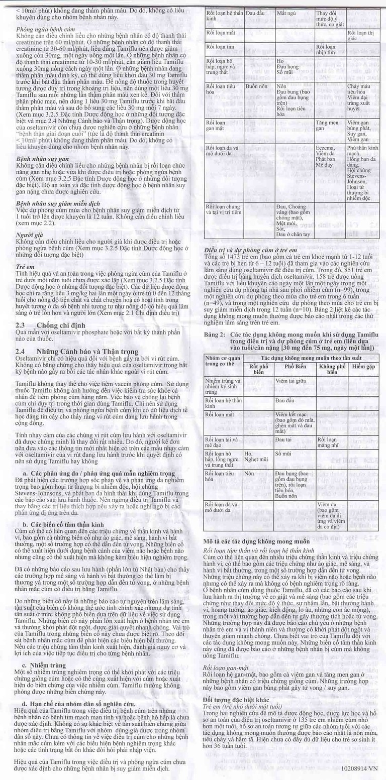 Thuốc Tamiflu Roche điều trị bệnh cúm (1 vỉ x 10 viên)