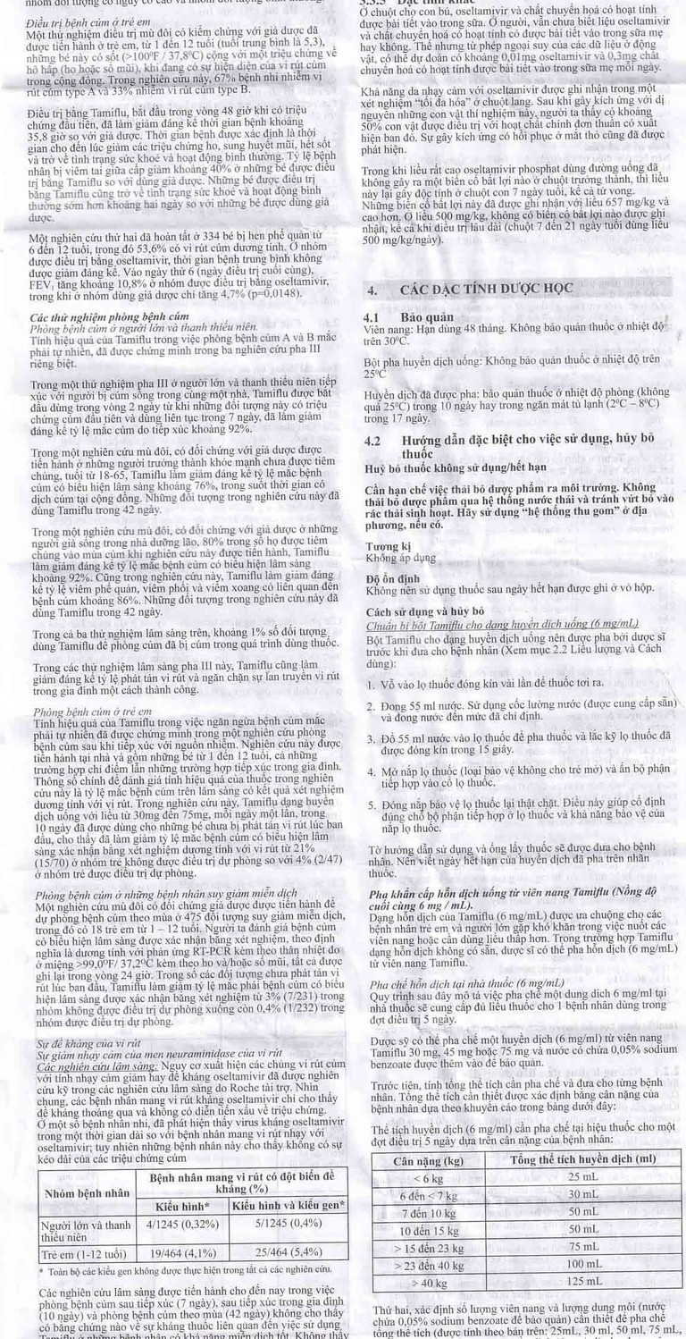 Thuốc Tamiflu Roche điều trị bệnh cúm (1 vỉ x 10 viên)