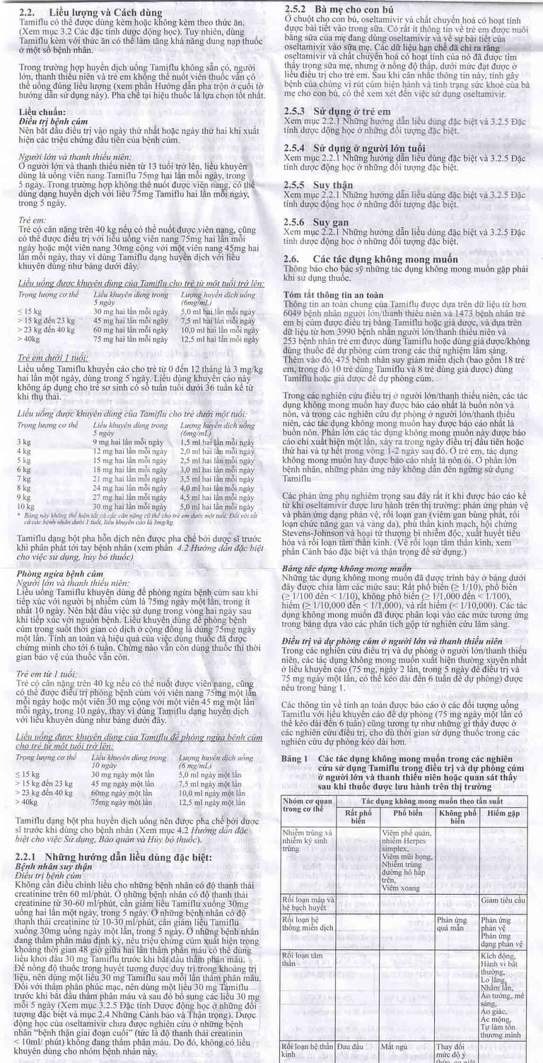 Thuốc Tamiflu Roche điều trị bệnh cúm (1 vỉ x 10 viên)