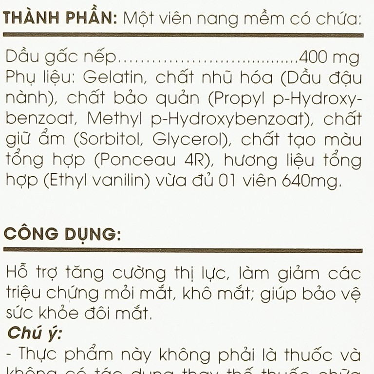 Viên uống Dầu Gấc Tuệ Linh hỗ trợ bảo vệ sức khỏe đôi mắt, tăng cường thị lực (60 viên)