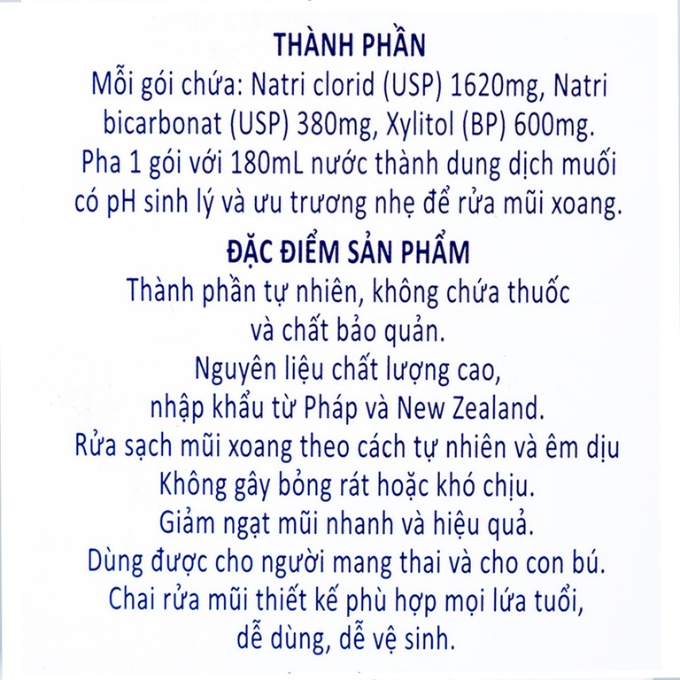Muối rửa mũi xoang SinuFresh Cát Linh dùng cho khô mũi, ngạt mũi, chảy nước mũi (30 gói + 1 chai 180ml)
