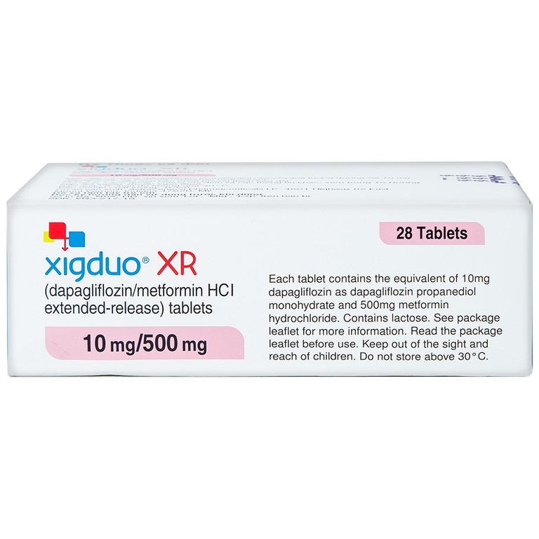 Thuốc Xigduo XR 10mg/500mg Astrazeneca cải thiện kiểm soát đường huyết (4 vỉ x 7 viên) 