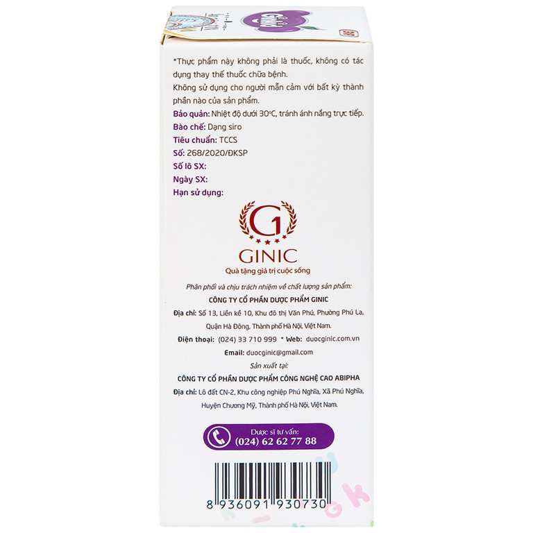 Siro Ginkid Ăn Ngon 11X Gold GINIC hỗ trợ kích thích tiêu hóa (125ml)