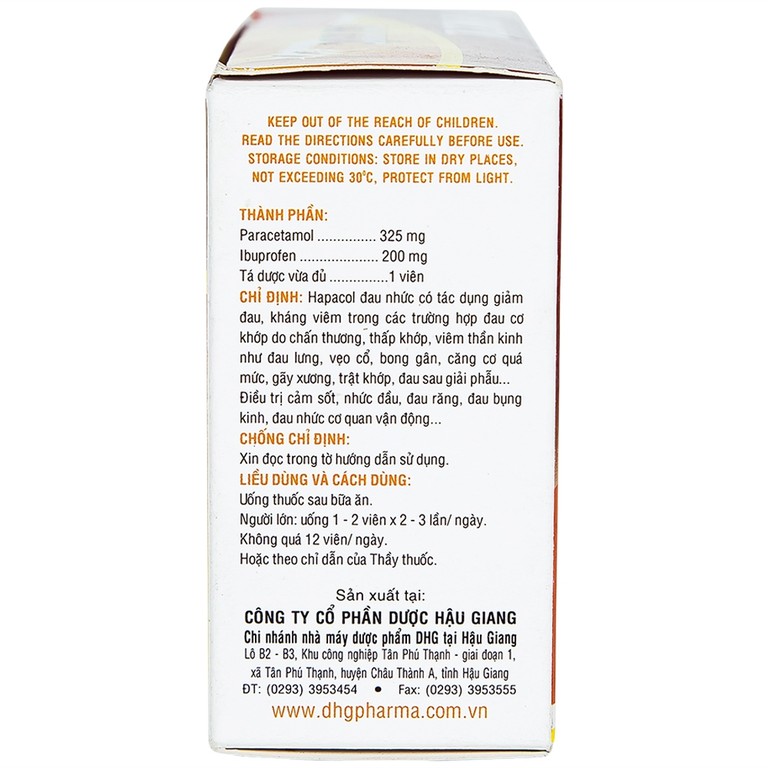 Thuốc Hapacol Đau Nhức DHG giảm đau, kháng viêm (10 vỉ x 5 viên)