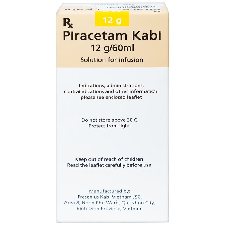 Dịch truyền Piracetam Kabi 12g/60ml Fresenius Kabi điều trị triệu chứng chóng mặt (60ml)