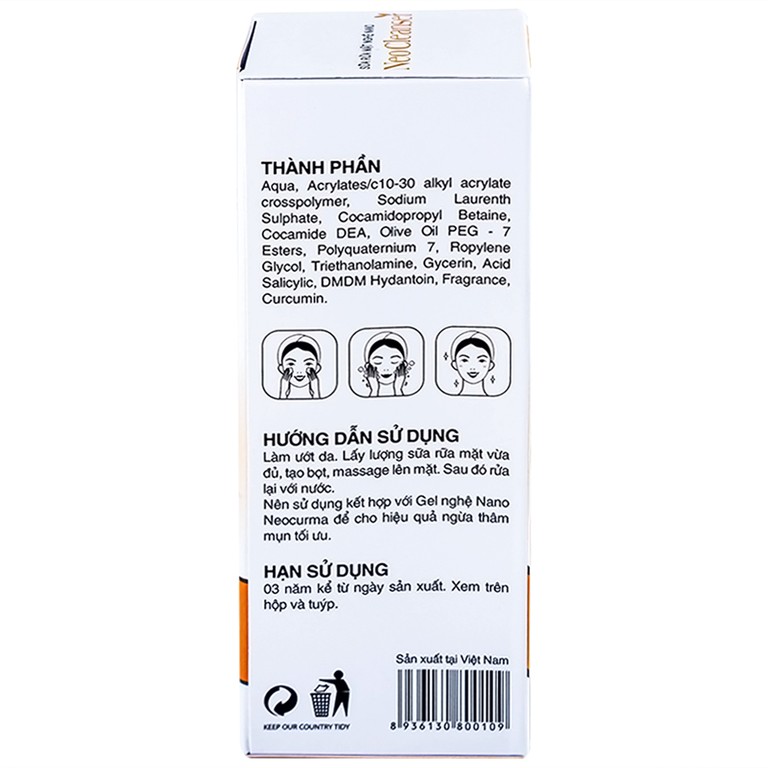 Sữa rửa mặt nghệ Nano Neo Cleanser ngừa mụn, ngừa sẹo, mờ vết thâm (86g)