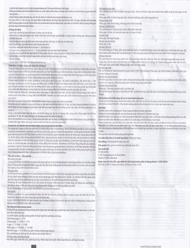 Thuốc Dolo-Neurobion Merck giảm đau khớp, phong thấp (5 vỉ x 10 viên)