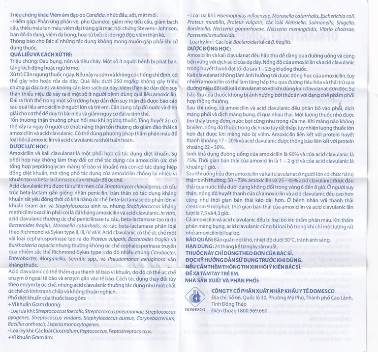 Thuốc Ofmantine - Domesco 1g điều trị nhiễm khuẩn đường hô hấp, viêm amidan (2 vỉ x 7 viên)