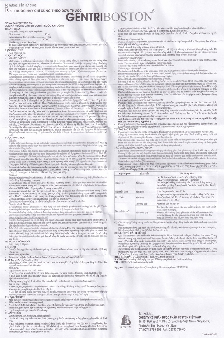 Kem bôi da GentriBoston điều trị các tổn thương viêm ngoài da (10g)