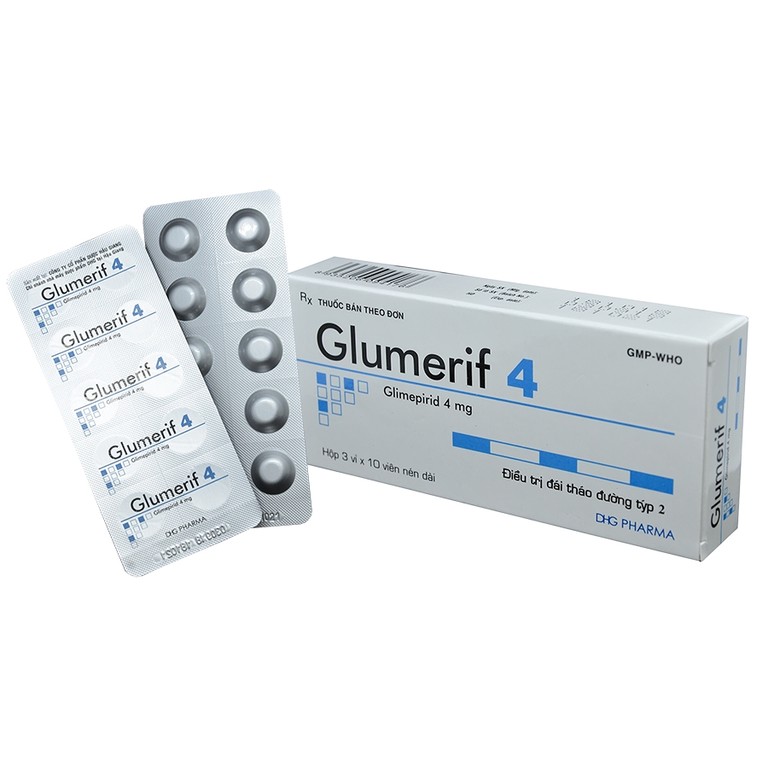 Thuốc Glumerif 4 DHG điều trị bệnh đái tháo đường típ 2 (3 vỉ x 10 viên)