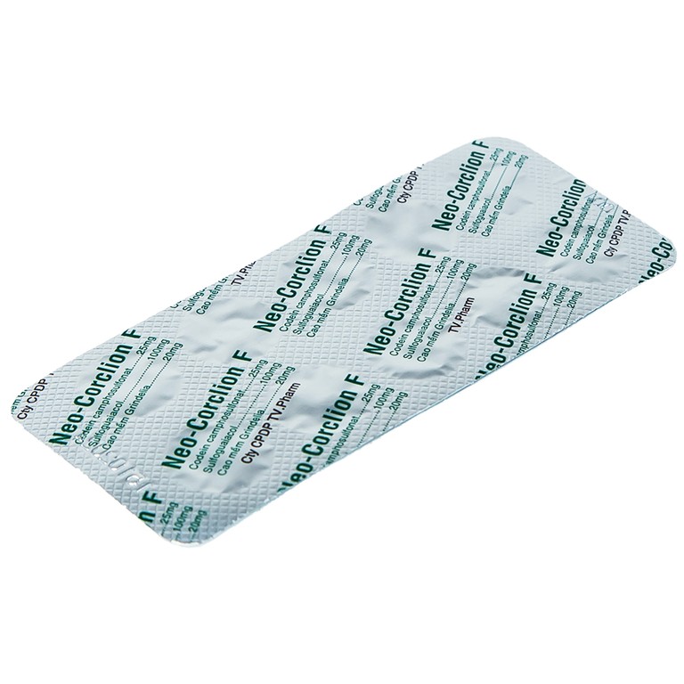 Viên nén Neo-Corclion F TV.Pharm giảm ho gió, ho khan (2 vỉ x 10 viên)