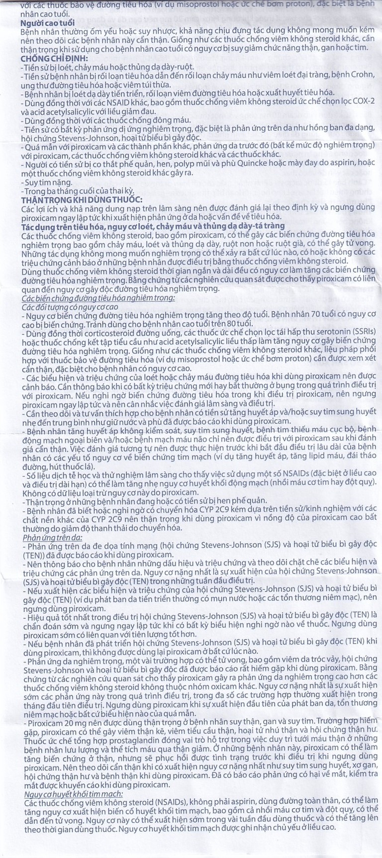 Viên nén Piroxicam 20mg Domesco giảm triệu chứng viêm khớp dạng thấp (3 vỉ x 10 viên)