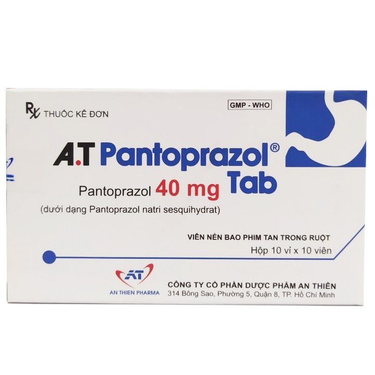 Viên nén A.T Pantoprazol Tab 40mg An Thiên điều trị loét dạ dày - tá tràng (10 vỉ x 10 viên)