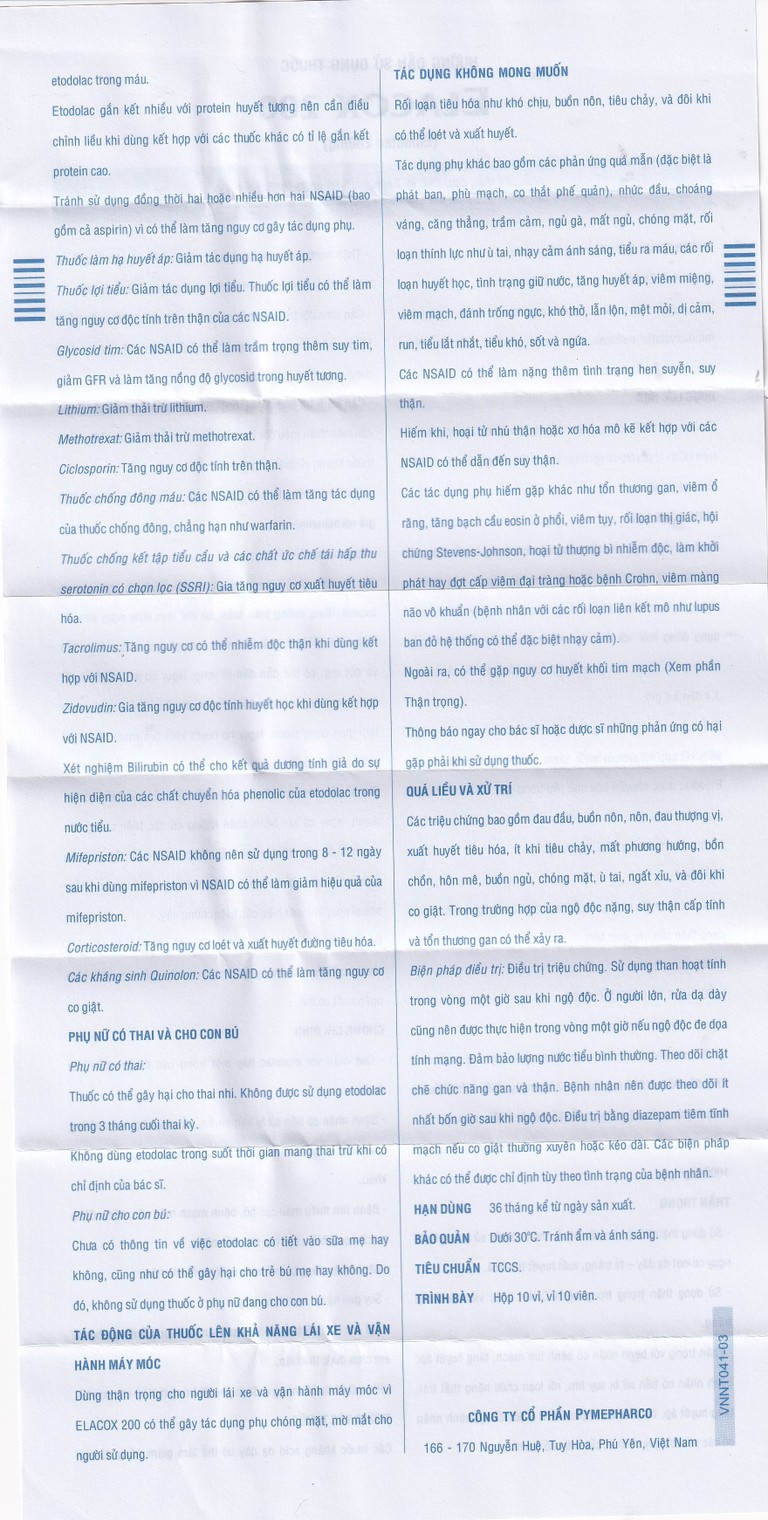 Thuốc Elacox 200 điều trị triệu chứng thoái hoá khớp, viêm khớp dạng thấp cấp hay mạn tính (10 vỉ x 10 viên)