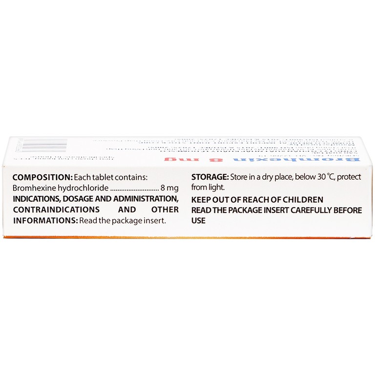Thuốc Bromhexin 8mg Domesco điều trị rối loạn tiết dịch phế quản trong viêm phế quản cấp tính (3 vỉ x 10 viên)