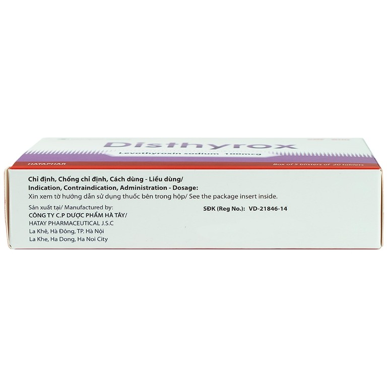Thuốc Disthyrox Hà Tây điều trị thay thế hoặc bổ sung cho hội chứng suy giáp (100 viên)