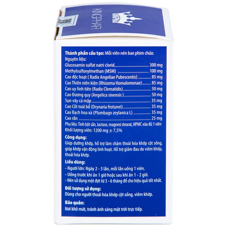 Viên Xương Khớp Kingphar New giúp dưỡng khớp, hỗ trợ làm chậm thoái hóa khớp (60 viên) 