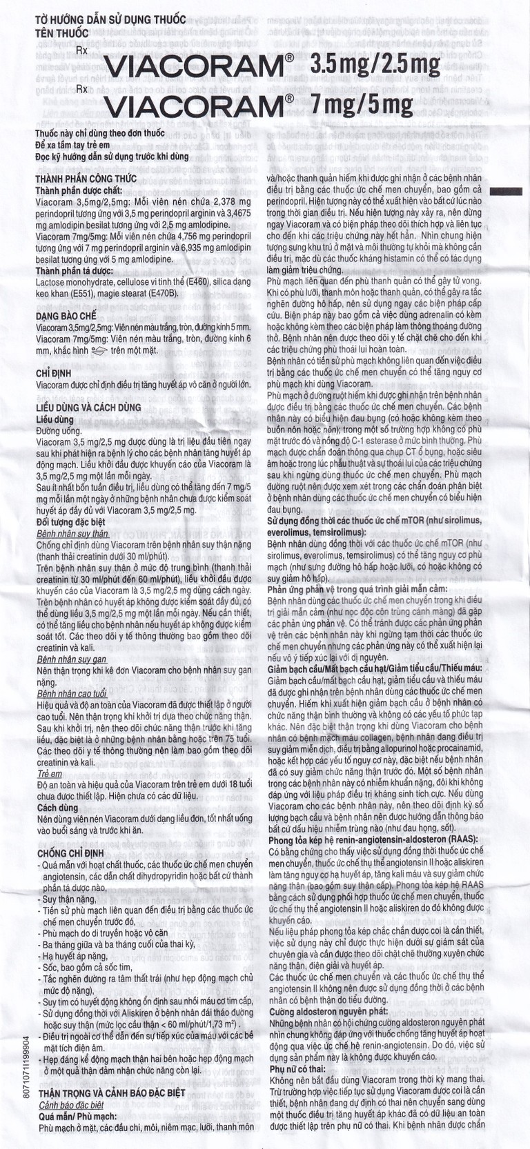 Thuốc Viacoram 7mg/5mg Servier điều trị tăng huyết áp vô căn (30 viên)