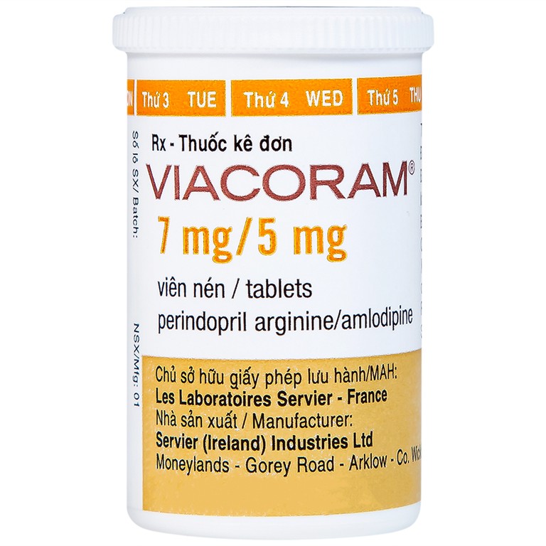 Thuốc Viacoram 7mg/5mg Servier điều trị tăng huyết áp vô căn (30 viên)