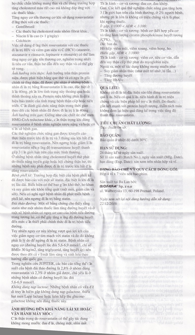 Thuốc Rosutrox 10mg Biofarm điều trị tăng cholesterol máu (4 vỉ x 7 viên) 