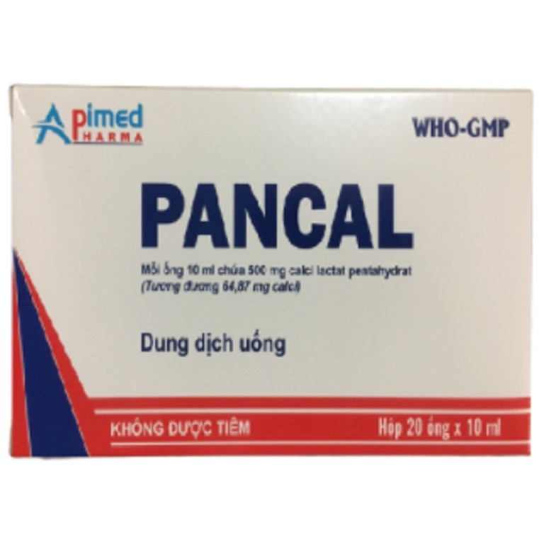 Dung dịch uống Pancal 500mg Apimed bổ sung calci (20 ống x 10ml)